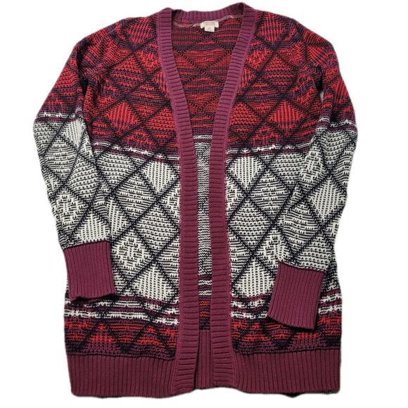 Mossimo Supply Company Red Diamond Pattern Cardigan size Small - Picture 1 of 10